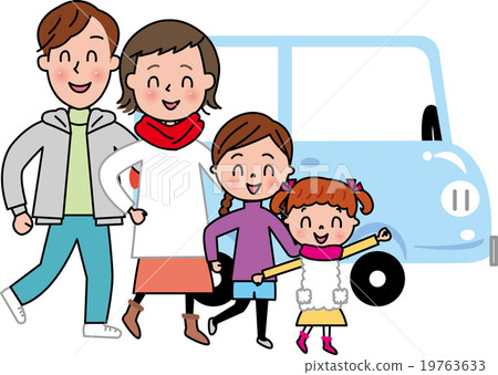 家庭郊遊驅動器秋天冬天 19763633