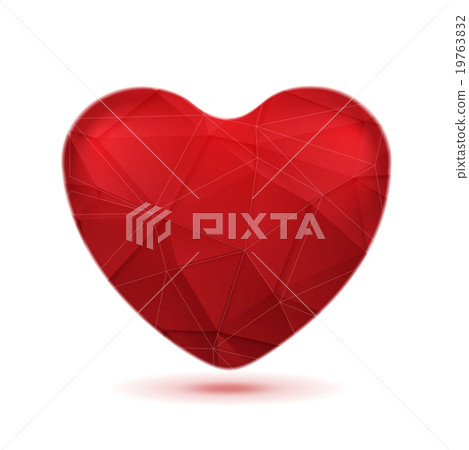 Bright red polygonal heart vector background - Stock Illustration ...