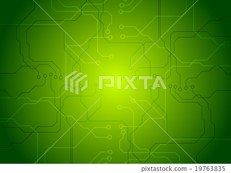 Bright green tech circuit board background 19763835