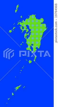 九州地圖點綠色背景藍色 19764988
