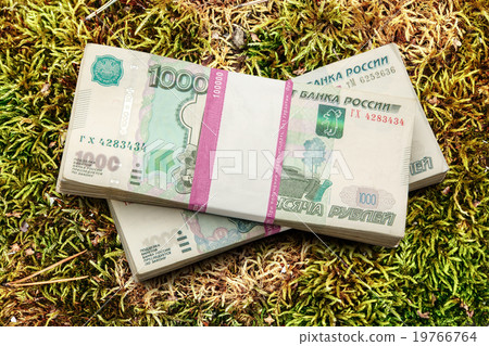 Pile of money in wrapper 19766764