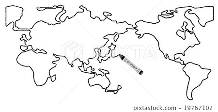 世界地圖圖畫蠟筆例證 世界地圖圖畫蠟筆例證 19767102
