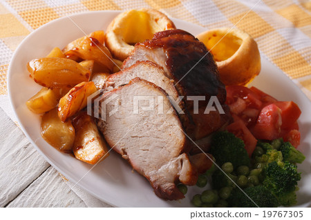 Sunday Roast on the plate closeup. horizontal 19767305