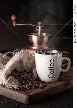 Cup of hot coffee with chocolate. 19767463