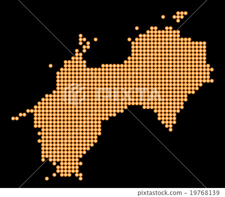 Shikoku map dot mandarin background black 19768139