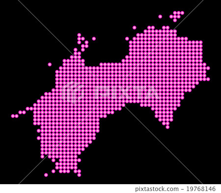 Shikoku Map Dot Pink Background Black 19768146