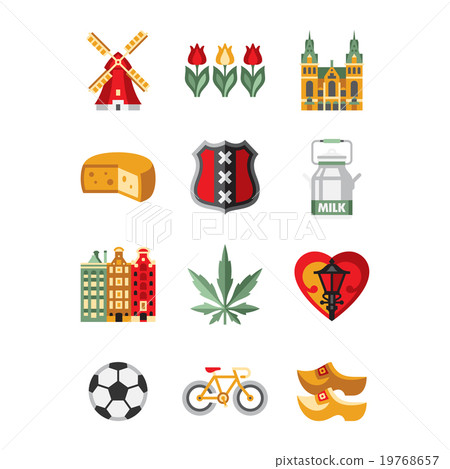 Netherlands Symbols and Landmarks Vector 19768657