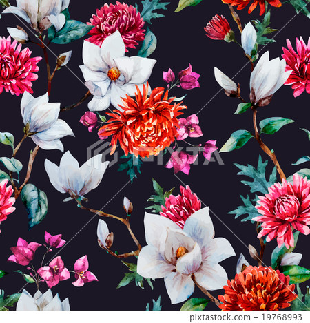 Watercolor vector floral pattern - Stock Illustration [19768993] - PIXTA