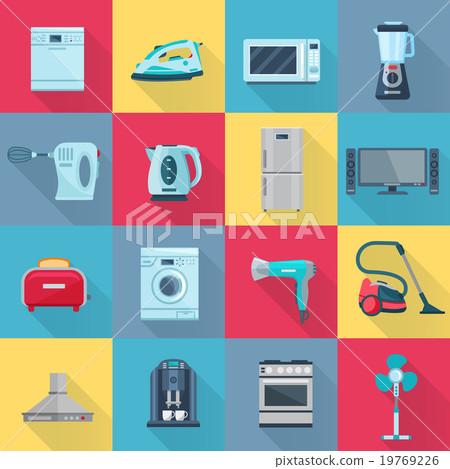 Flat Color Household Appliances Icons Flat Color Household Appliances Icons 19769226