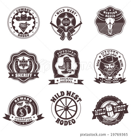 Wild West Black White Labels Set Wild West Black White Labels Set 19769365