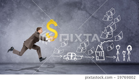 Businessman carring dollar sign 19769802