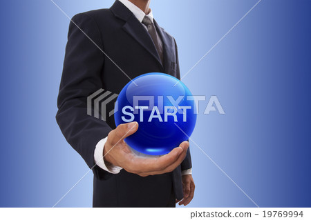 Businessman with start word. Businessman with start word. 19769994