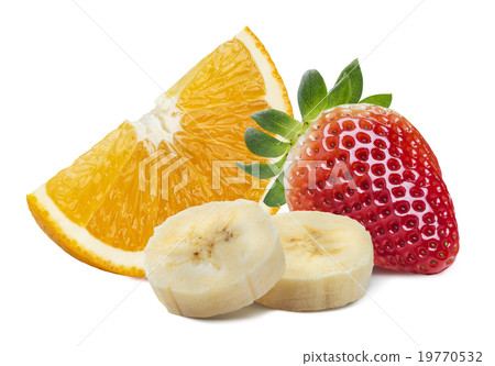 Orange strawberry banana pieces group isolated 19770532