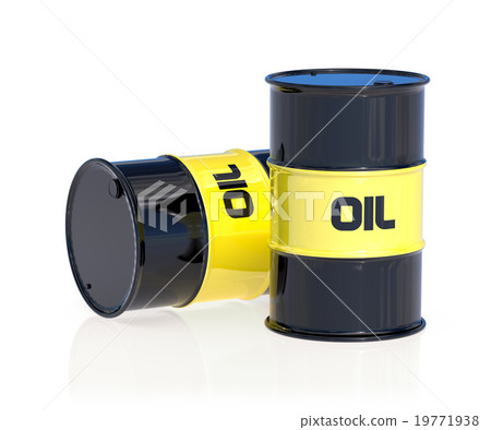 Black oil barrels isolated on white background 19771938