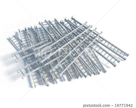 Lying white metal ladder heap 19771942