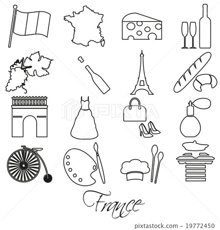 france country theme outline symbols and icons set france country theme outline symbols and icons set 19772450