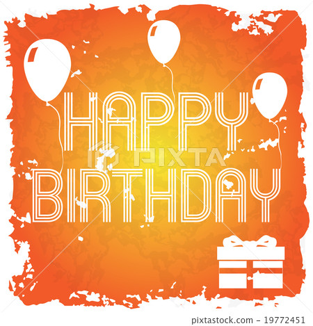 happy birthday on the orange old paper background happy birthday on the orange old paper background 19772451