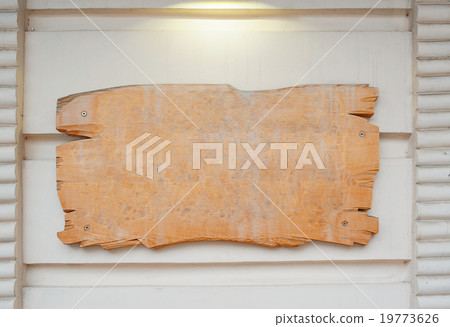 Blank wood board on wall 19773626