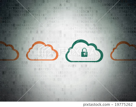 Cloud computing concept: cloud with padlock icon Cloud computing concept: cloud with padlock icon 19775262