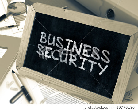 Business Security Handwritten by White Chalk on a 19776186