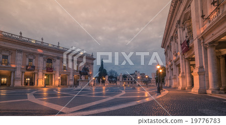 Rome, Italy: The Capitolium square in the sunrise  19776783