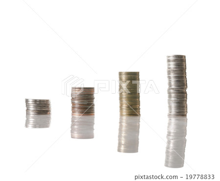 stacks of mix coins on white background stacks of mix coins on white background 19778833