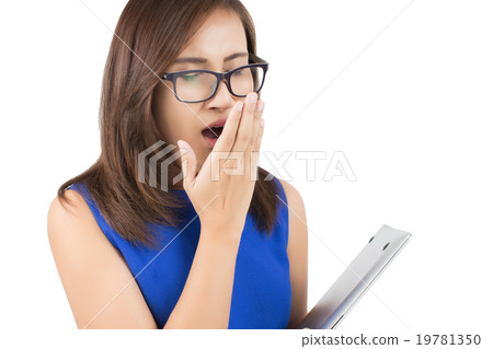 Beautiful office woman wants to sleep. Isolated on white Beautiful office woman wants to sleep. Isolated on white 19781350