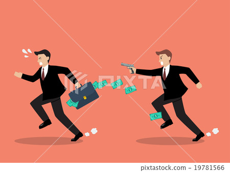 Businessman running away from a man holding gun 19781566