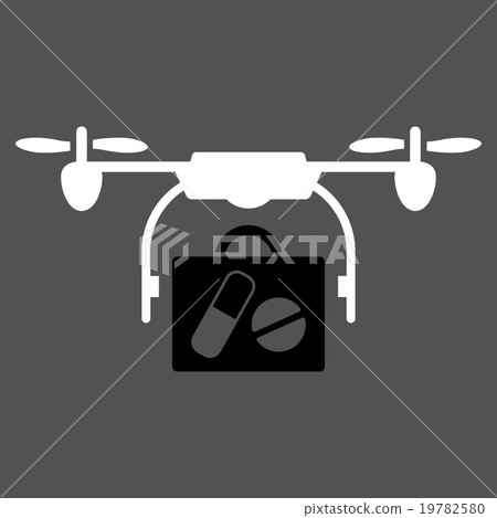 Stock Illustration: Medical Drone Shipment Flat Icon