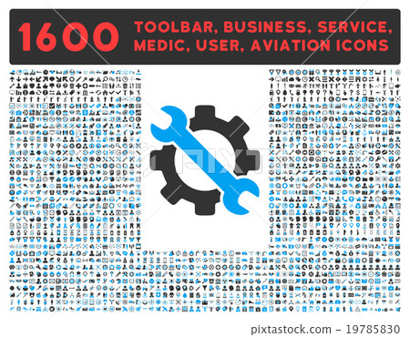 Service Icon With Large Pictogram Collection - Stock Illustration ...