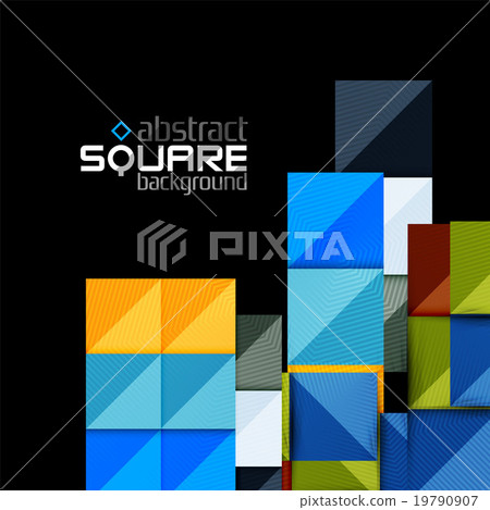 Glossy color squares on black. Geometric abstract Glossy color squares on black. Geometric abstract 19790907