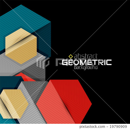 Vector color geometric shapes on black background 19790909