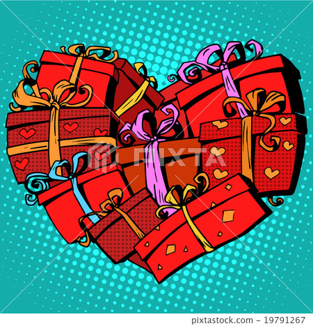 Box gift heart shaped Valentines day - Stock Illustration [19791267 ...