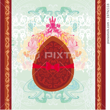 vector illustration of chocolate egg with red bow 19792118
