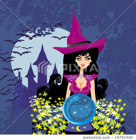 beautiful witch with crystal ball. beautiful witch with crystal ball. 19792480