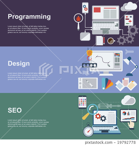 Flat Concept Icons. Web development horizontal Flat Concept Icons. Web development horizontal 19792778