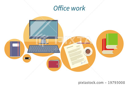 Office Work Concept Flat Design Icon - Stock Illustration [19793008 ...