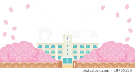 櫻花盛開的春天學校建築變異B. 19795199
