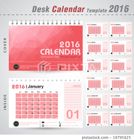 Desk Calendar 2016 Vector Design Template Desk Calendar 2016 Vector Design Template 19795825