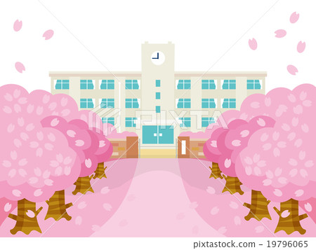 春天的櫻花和學校建築變化 19796065
