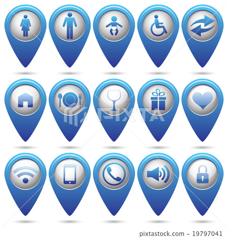 Set of blue map pointers - Stock Illustration [19797041] - PIXTA