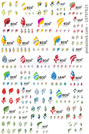 Set of geometric design eco leaves, go green Set of geometric design eco leaves, go green 19797625