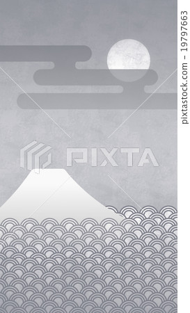 Vertical - Mt. Fuji, Moon and Clouds (Kasumi) _ 27 Vertical - Mt. Fuji, Moon and Clouds (Kasumi) _ 27 19797663