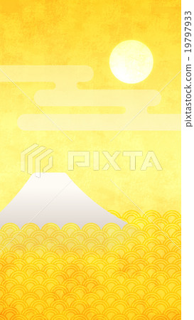 垂直金_富士_太陽_ _月亮_雲_09 19797933