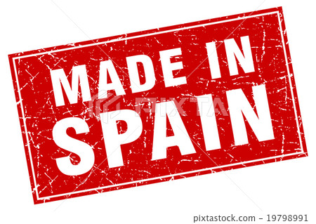 Spain red square grunge made in stamp 19798991