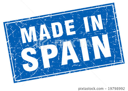 Spain blue square grunge made in stamp Spain blue square grunge made in stamp 19798992