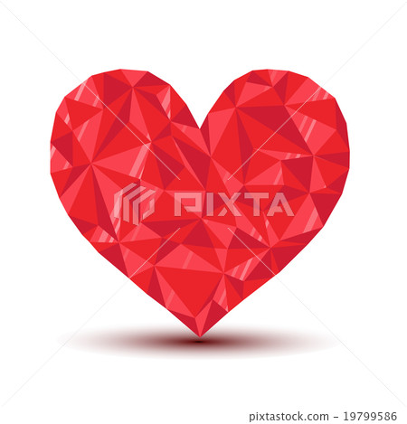 polygonal ruby heart with reflection and shadow 19799586