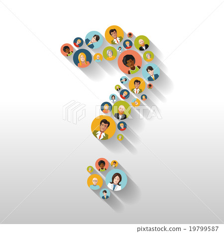 Question mark made up of people with avatars 19799587