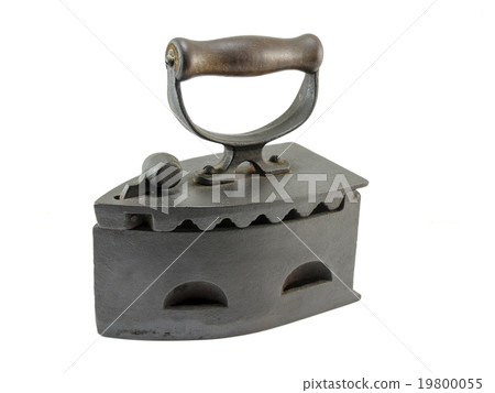 Vintage coal iron used with budning ember isolated Vintage coal iron used with budning ember isolated 19800055