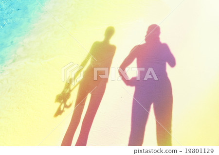 Stylized silhouettes on the beach. Stylized silhouettes on the beach. 19801129